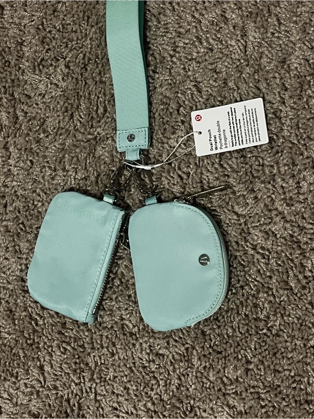 lululemon athletica Mint Green Dual Pouch Wristlet Keychain